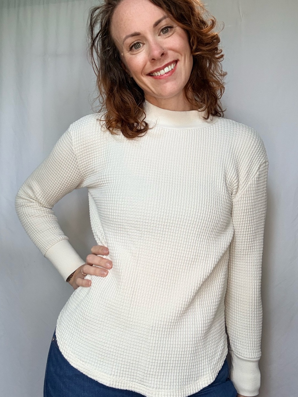 Madewell Off-White Waffle Knit Top